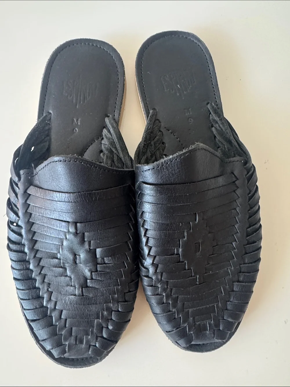 Men's Black Woven Leather Slip-On Huarache Loafer